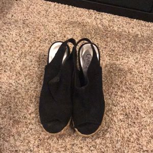 Carlos Santana black wedges, size 5.5